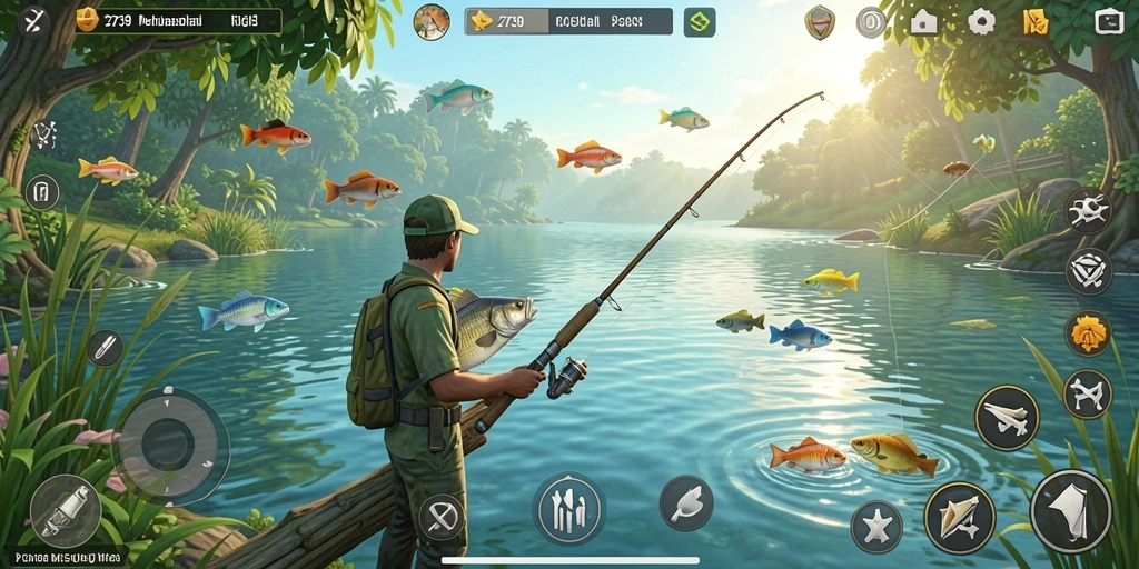 Gameplay seru dan menantang di dunia memancing.