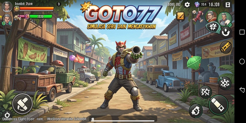 Screenshot GOTO77 menampilkan aksi seru dalam simulasi kehidupan.