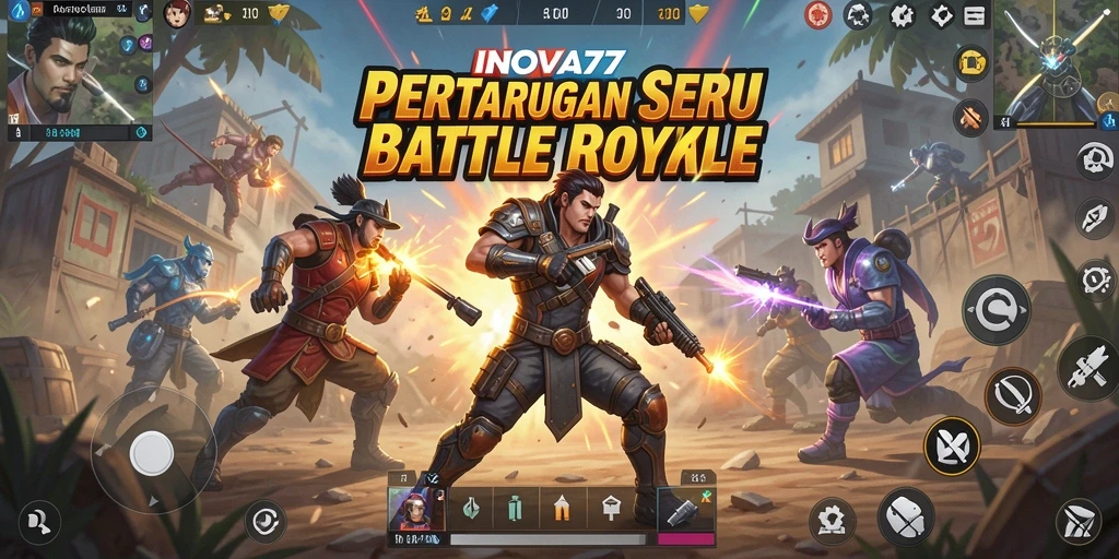 Gameplay seru INOVA77 dalam pertarungan Battle Royale.