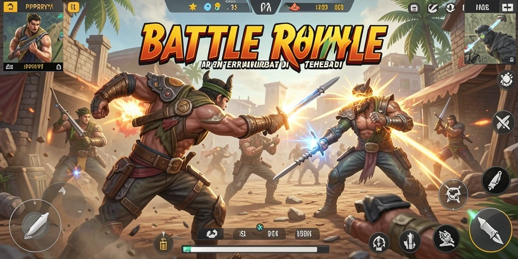 Screenshot gameplay PPRRYY menunjukkan aksi Battle Royale yang mendebarkan.